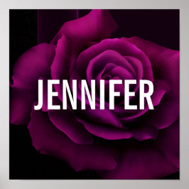 ゴシック風の紫赤バラの花 ポスター