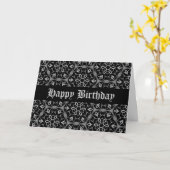 ゴシック風の美しい誕生日 カード (黄色い花)