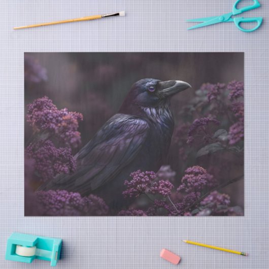 ゴシック風の落花紫色の葉のデコページ 薄葉紙 (クラフト)