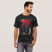 ゴシック風の螺旋赤月ブラッククロウ Tシャツ (正面フル)
