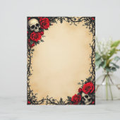 ゴシック風の赤いバラとスカル レターヘッド (スタンド正面)