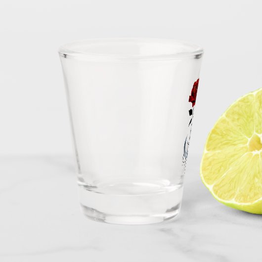 ゴシック風の赤いバラと三日月と愛 ショットグラス (左)