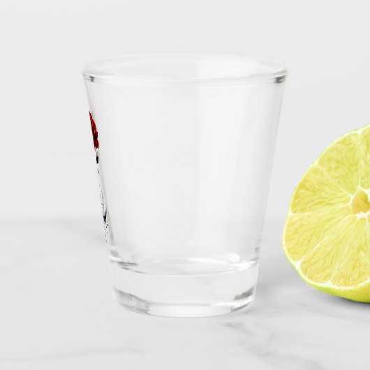 ゴシック風の赤いバラと三日月と愛 ショットグラス (右)