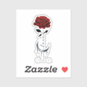 ゴシック風の赤いバラと三日月と愛 シール (シート)