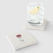 ゴシック風の赤いバラと三日月と愛 ストーンコースター (横)