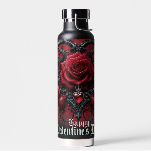 ゴシック風の赤いバラのバレンタインデー ウォーターボトル (左面)