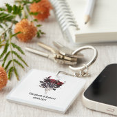 ゴシック風の赤いバラの結婚骨格 キーホルダー (正面右)