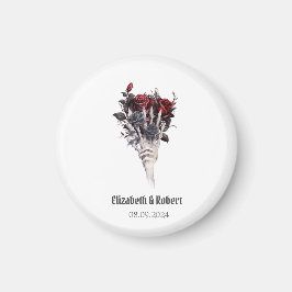 ゴシック風の赤いバラの結婚骨格 マグネット