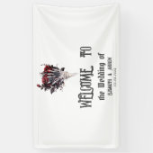 ゴシック風の赤いバラの結婚骨格 横断幕 (縦)