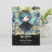 ゴシック風の赤ちゃんシャワーかわいい女の子の月光の子子子子連れ 招待状 (スタンド正面)