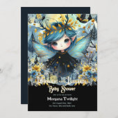 ゴシック風の赤ちゃんシャワーかわいい女の子の月光の子子子子連れ 招待状 (正面/裏面)