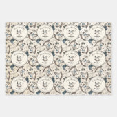 ゴシック風の赤ちゃんシャワーブルービクトリアンロッキングホース ラッピングペーパーシート (正面)