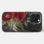 ゴシック風の赤と黒のバラ iPhoneケース (裏面横)