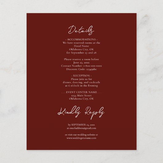 ゴシック風の赤と黒のフローラ結婚の全てが一フライ チラシ (裏面)