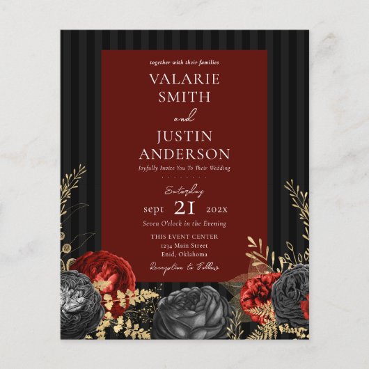 ゴシック風の赤と黒のフローラ結婚の全てが一フライ チラシ (正面)