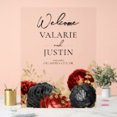 ゴシック風の赤と黒のフローラ結婚歓迎 アクリルサイン (ウェディング)