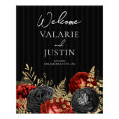 ゴシック風の赤と黒のフローラ結婚歓迎 ポスター (正面)