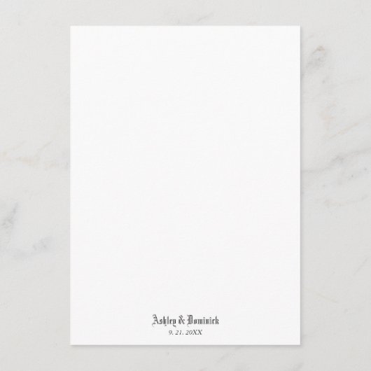 ゴシック風エレガントなウェディングディナーメニュー メニュー (裏面)