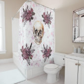 ゴシック風シャワーカーテンスカル、バラ及びグリッター シャワーカーテン (インサイチュ)
