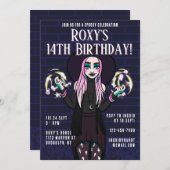 ゴシック風刺魔女ガール14誕生日 招待状 (正面/裏面)