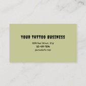 ゴシック風土の不気味な緑のスカル頭タトゥーショップ 名刺 (裏面)