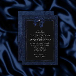ゴシック風格 | Cobalt Blue 結婚 Bow 招待状