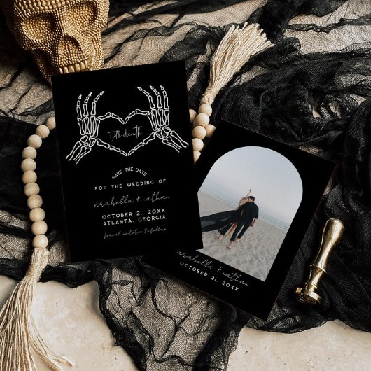 ゴシック風 保存日付, 黒の保存日付 結婚式 招待状