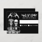 ゴシック骨格のカップル結婚フローラ 出欠カード (正面/裏面)