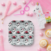 ゴシック骨格スカルパーティーケーキこうもりクモ ペーパープレート (パーティー)