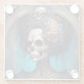 ゴシック骨格スカル女性ゴシック ガラスコースター (裏面)