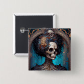 ゴシック骨格スカル女性ゴシック 缶バッジ (正面&裏面)