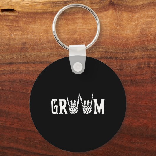 ゴシック骨格結婚新郎たった今結婚しました不気味 キーホルダー (正面)