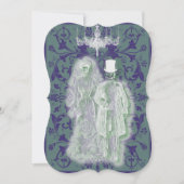 ゴシック骸骨の新婦と新郎のカップル 招待状 (正面)