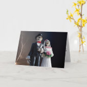 ゴシック骸骨の結婚式おめでとうカード カード (黄色い花)