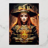 ゴシック魔女30歳の誕生日ハローウィンパーティ 箔招待状 (正面)