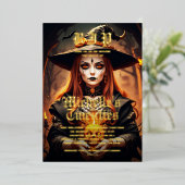 ゴシック魔女30歳の誕生日ハローウィンパーティ 箔招待状 (立ち正面)