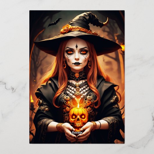 ゴシック魔女30歳の誕生日ハローウィンパーティ 箔招待状 (裏面)