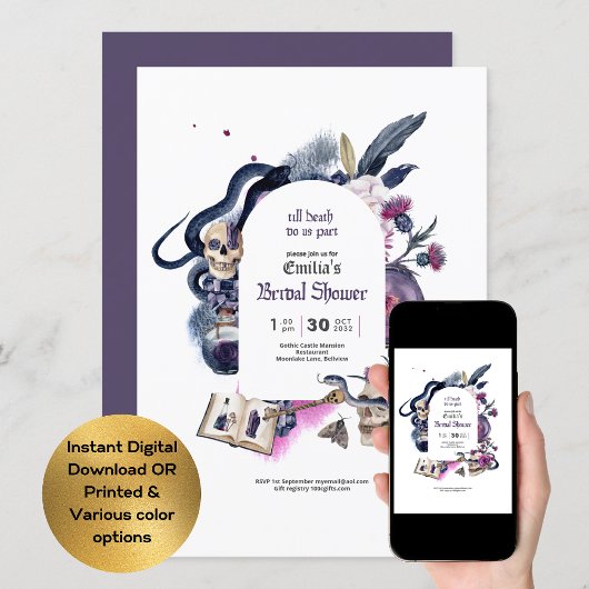 ゴシック魔法ハロウィーンウィッチブライダルシャワー 招待状