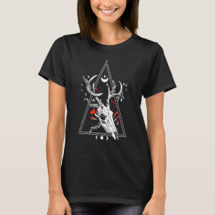 ゴシック鹿スカルムーンフェイスウィッチオカルト Tシャツ