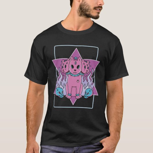 ゴシック3つの頭の猫 Tシャツ (正面)