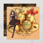 ゴシック21歳の誕生日パーティー風船ライトインビタット 招待状 (正面/裏面)