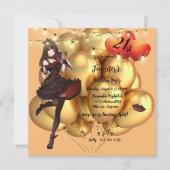 ゴシック21歳の誕生日パーティー風船ライトインビタット 招待状 (正面)