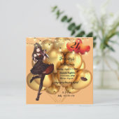 ゴシック21歳の誕生日パーティー風船ライト招待状 招待状 (スタンド正面)