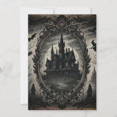 ゴシック オールド ヴィンテージ ハウントハウス ハロウィンパーティー 招待状 (裏面)