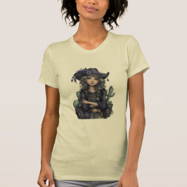 ゴシック カウガール フラワー ウエスタン アート Tシャツ