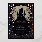ゴシック・キャスルの花・ハロウィン・ウェディング 箔招待状 (正面)
