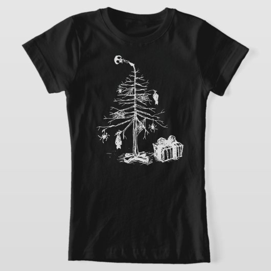ゴシック・クリスマスツリー Tシャツ (レイダウン)