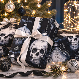 ゴシック・クリスマス・スカル・クリープマス ラッピングペーパー