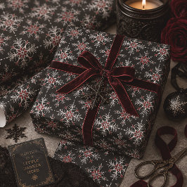 ゴシック・クリスマス・スノーフレーク ブラック ラッピングペーパー