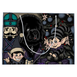 ゴシック・クリスマス ニューファンドランドの子犬 ラージペーパーバッグ